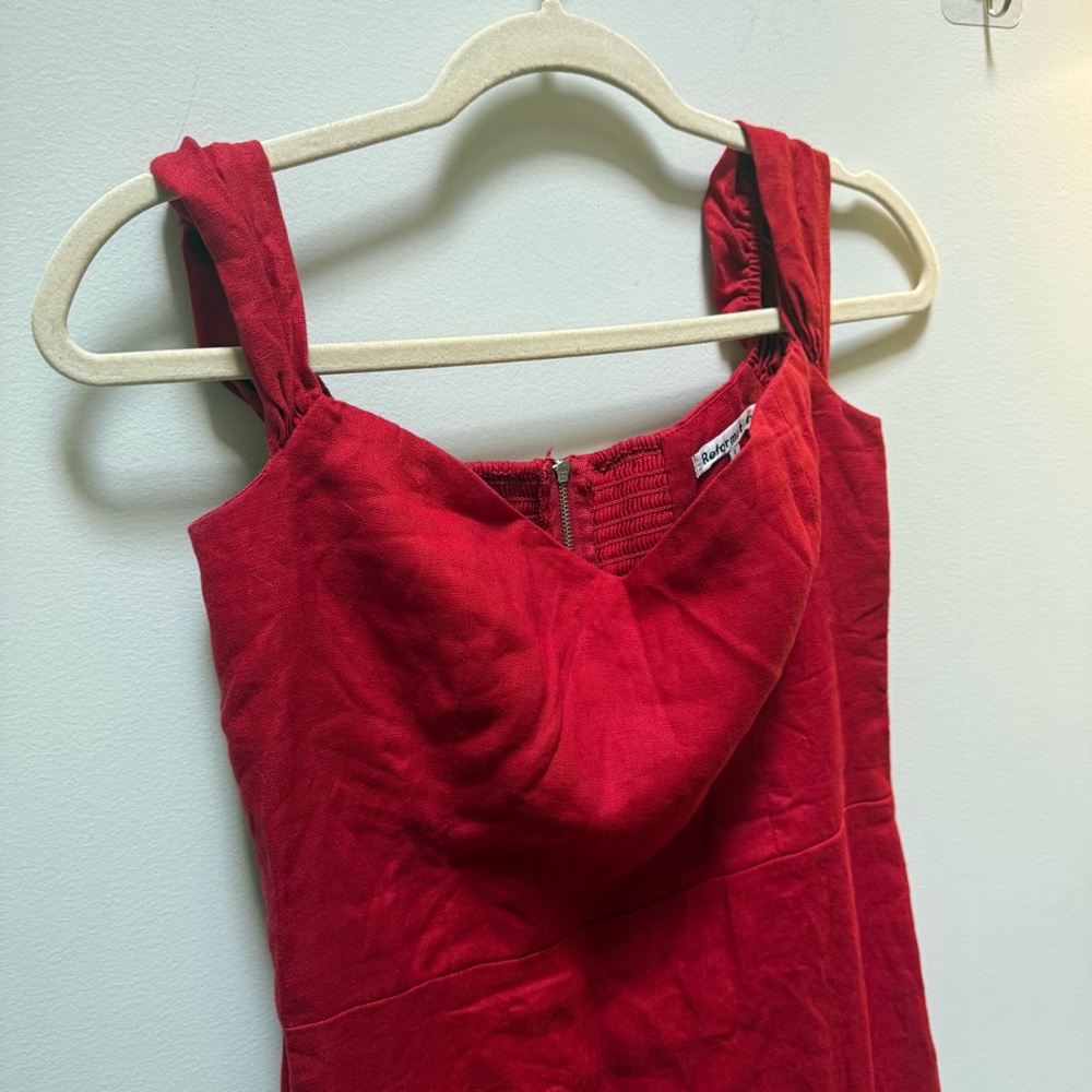 💫SALE Reformation Bridgton Linen Midi Dress Off Shoulder - Picture 10 of 14